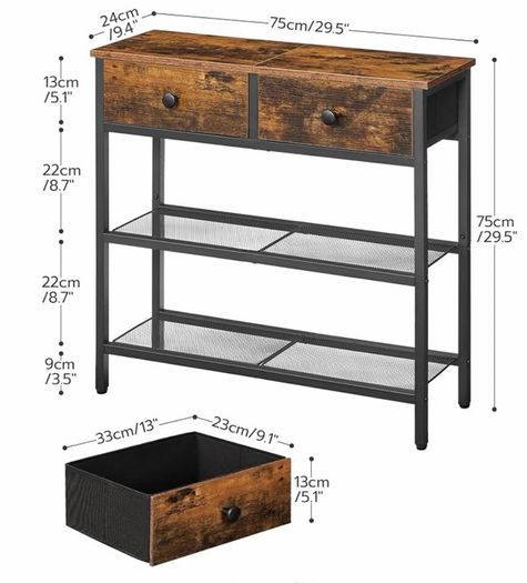 2 Drawer Hall Table Shoe Storage