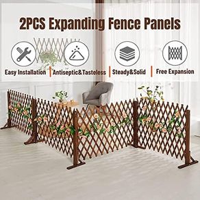 2Pack Expanding Trellis Fence Panels Garden Wood Extendable Fence Length 34-160cm Freestanding Foldable Wooden Screen Panel for Indoor Outdoor Garden Yard Pet 80cm Height