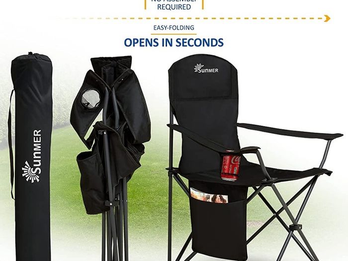 Set of 2 Folding Camping Chairs, Extra-Wide Lightweight Outdoor Chairs with Armrests, Cup Holder and a Side Pocket, 120kg Capacity per Chair MULTIPLE COLOURS AVAILABLE (FREE SHIPPING)