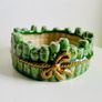 Vintage Green Bamboo Ceramic Serving Dish Decorative Leaf Plate Image 2