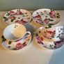 Dora Papis  vintage pink roses fine china trio very pretty Image 4