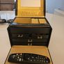 Jewellery Vanity Box Black Faux Croc Leather with Gold Details Image 2