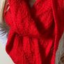 Handmade knitted wrap around scarf red soft yarn Image 2