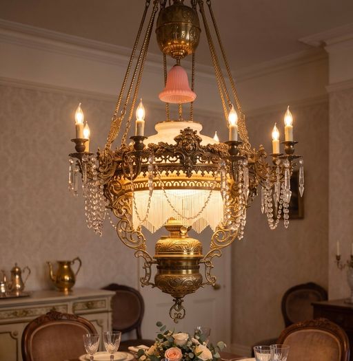 The is a very large old  brass coolie lamp.