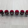 Six Red votive candle holder glass and black wrought iron Image 2