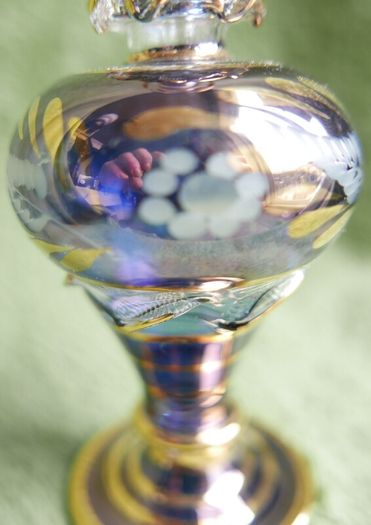 Vintage Blue Handblown Glass Perfume Massage Oil Bottle