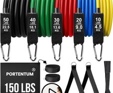 NEW SALE | Bands Weight Building Kit 150 lbs 12 Elastic Bands for Yoga Calisthenics Gym Crossfit TRX Pilates Home Gym Elastic Muscle Bands with Anklets and Door Grip