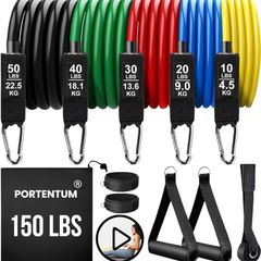 NEW SALE | Bands Weight Building Kit 150 lbs 12 Elastic Bands for Yoga Calisthenics Gym Crossfit TRX Pilates Home Gym Elastic Muscle Bands with Anklets and Door Grip