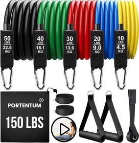 NEW SALE | Bands Weight Building Kit 150 lbs 12 Elastic Bands for Yoga Calisthenics Gym Crossfit TRX Pilates Home Gym Elastic Muscle Bands with Anklets and Door Grip
