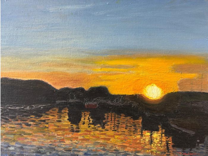 Tthe Dingle harbour sunset scene