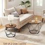 FREE P&P Coffee Tables, Set of 2 Side Tables, Robust Steel Frame, for Living Room, Bedroom, Rustic Brown and Black Image 4