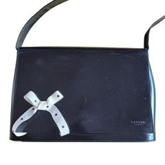 1990s LANVIN minimalist patent leather shoulder bag