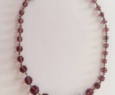 1930s Aubergine Purple Faceted Glass Necklace