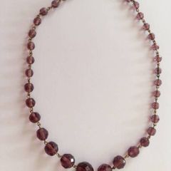 1930s Aubergine Purple Faceted Glass Necklace