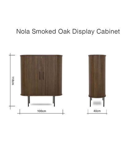 EZ Living Smoked Oak Tambour Door Cabinet - Nola