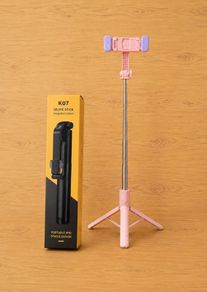 Pink Bluetooth Selfie Stick Tripod 170cm Phone Stand with Dual LED Lights