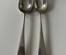 Pair of Antique Sterling Silver Teaspoons  London 1896  George Maudsley Jackson