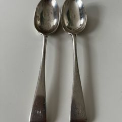 Pair of Antique Sterling Silver Teaspoons  London 1896  George Maudsley Jackson