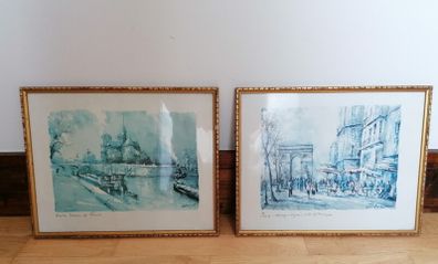 2 Antique Wall Pictures - Paris
