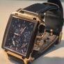 OLEVS men's chronograph watch - black dial and leather strap Image 3