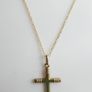 Vintage sold 9K Yellow Gold 375 Engraved Cross Pendant Necklace length 18" - 1,3g Image 3