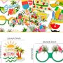 29 Pcs Tropical Hawaiian Photo Booth Props Funny Sunglasses Grass Skirt and Coconut Hat Designs Tropical Themed Party Props for Luau Beach Parties Birthdays and Summer Vacation Photo Backdrop Decor Image 2