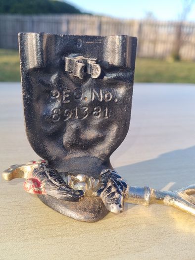 Vintage Cast Iron Scottish Guard & Shield Bottle Opener Stand Reg No.891381