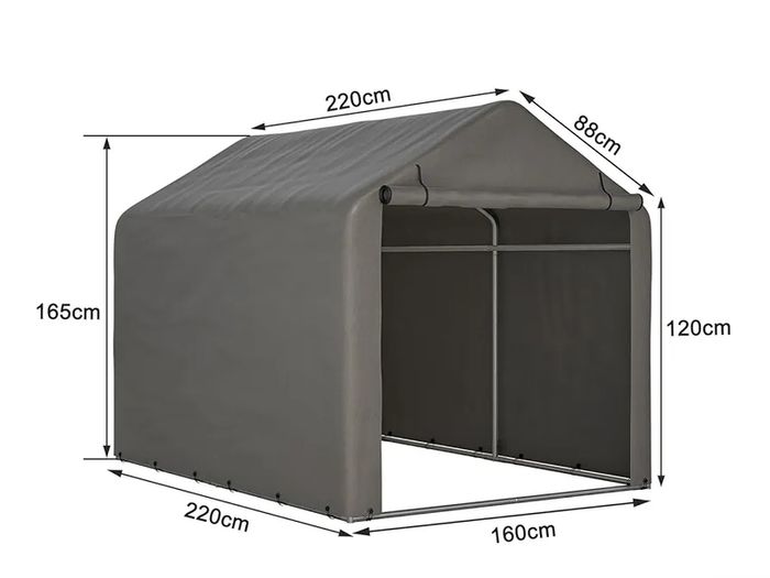 Garden Waterproof Anti-UV Bike Storage Tent Bicycle Motorcycle Shed Shelter Outdoor Backyard Steel Frame PE Cover Zipper Door Large Grey