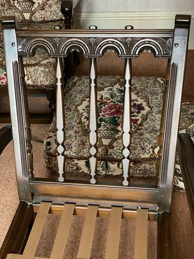 Ercol Victorian Tapestry Revival Old Colonial Yorshire Tall back Armchairs Set