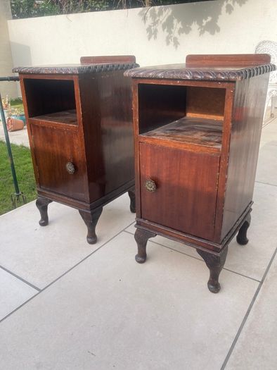 Antique Bedside Lockers - Pair - Mahogany