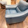 Blue Leather Power Recliner Image 6