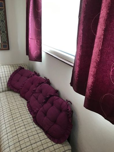 New Curtains + 4 seat cushions