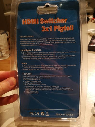 3in1 Hdmi Splitter Cable Adapter