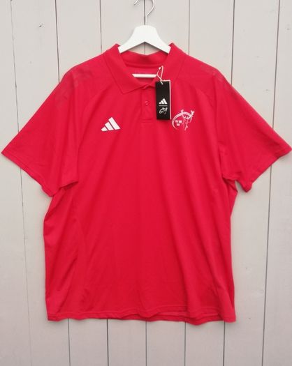 New Adidas Munster rugby mens polo top regular fit red XL size