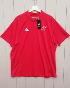 New Adidas Munster rugby mens polo top regular fit red XL size