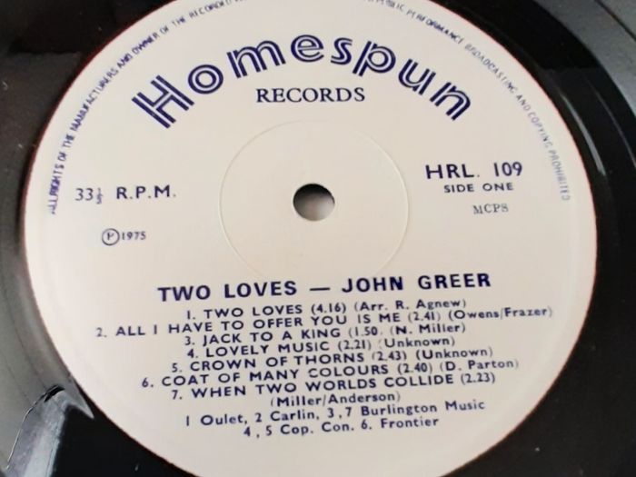 vinyl vintage John Greer Two Loves