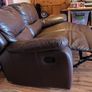 Two Seater Reclining Brown Leather Couch Recliner Sofa Image 5