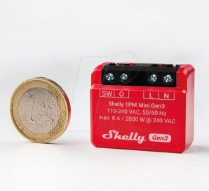 Shelly Plus 1PM Mini Gen. 3  WLAN-controlled intelligent relay, 1 channel 8 A, with power measurement