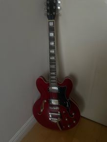 Hartwood Revival Vibrato Semi Acoustic Guitar, Cherry Red