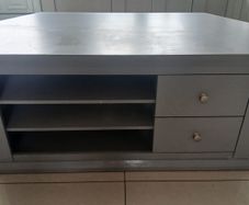 Grey corner TV unit and matching end lamp table