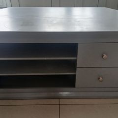Grey corner TV unit and matching end lamp table
