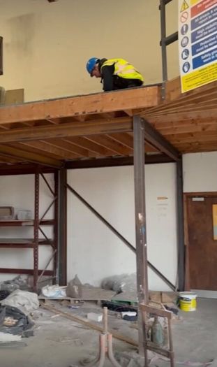 Mezzanine floor  , rails and stairs