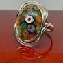 Silver Stunning Vintage 925 Silver & Murano Millefiori Glass Ring Image 3