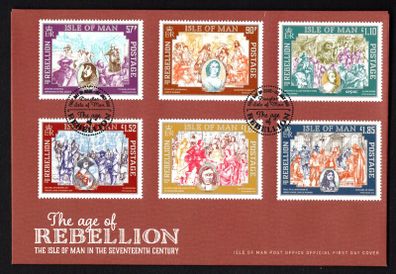 2019 Isle of Man The Age of Rebellion; The Isle of Man in the 17th Century Commemorative Stamps First Day Cover (FDC)