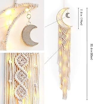 Handmade Moon Dream Catcher Woven Cotton Half Circle Moon Dreamcatcher Macrame Wall Art Home Decoration Wedding Decoration Ornaments Craft