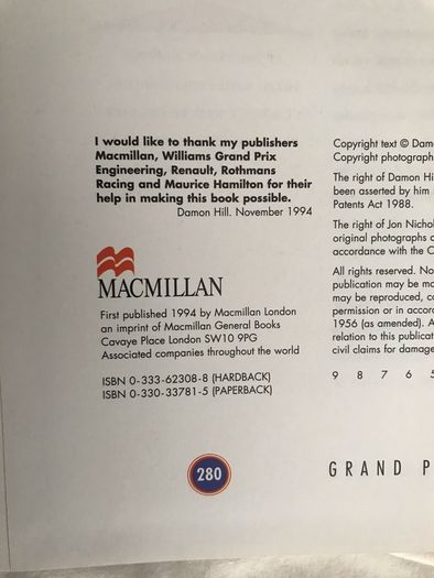 Damion Hill 1994 biography of the Grand Prix season large a5 size published 1994