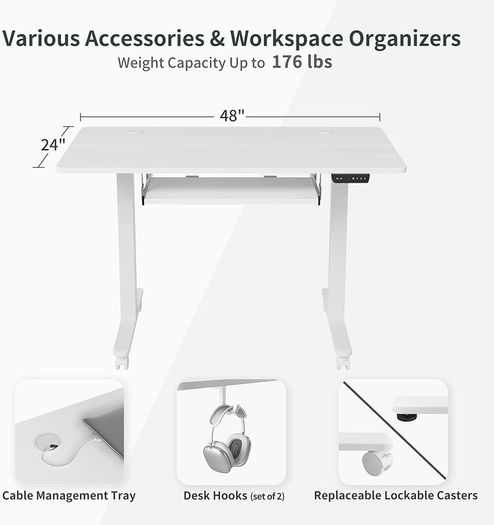 NEW SALE | Height Adjustable Electric Standing Desk with Keyboard Tray, 120 x 60 cm Sit Stand up Desk