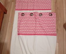 Vintage pink and white curtains and tiebacks