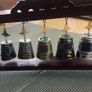 Enamel cloisonne graduated bells on wooden stand Image 3