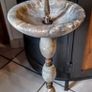 Antique marble and brass bird feeder ,ashtray Image 2
